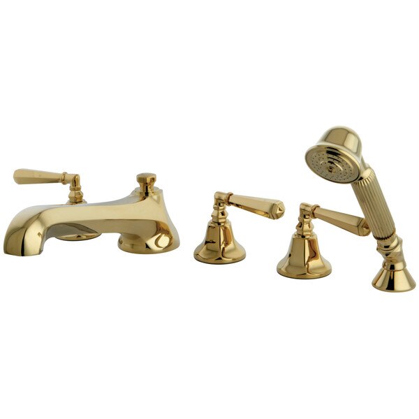 Roman Tub Faucet, Polished Brass, Deck Mount