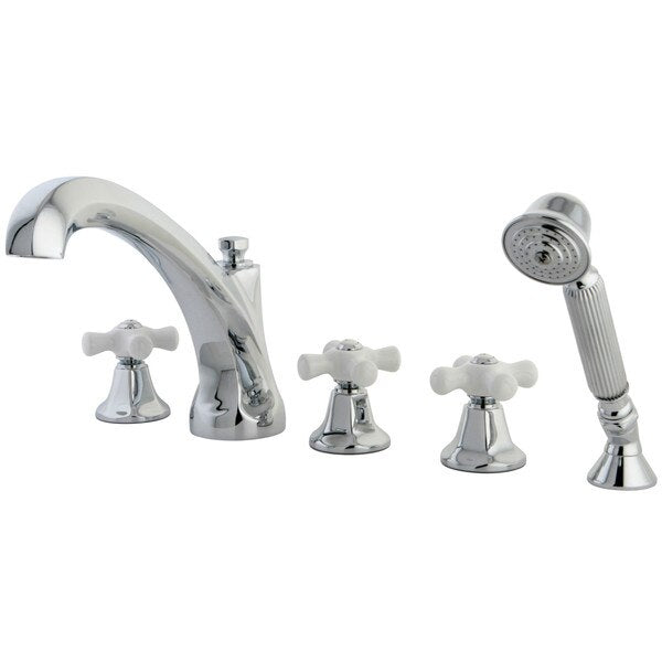 Roman Tub Faucet, Polished Chrome, Deck Mount
