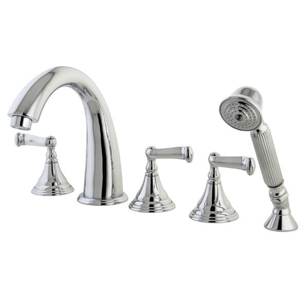 Roman Tub Faucet, Polished Chrome, Deck Mount
