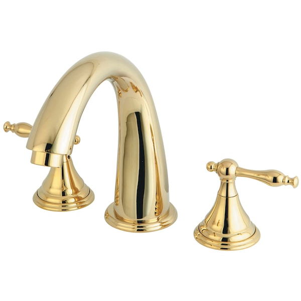Roman Tub Faucet, Polished Brass, Deck Mount