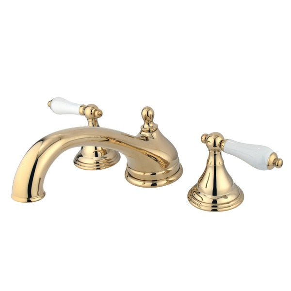Roman Tub Faucet, Polished Brass, Deck Mount