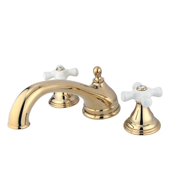 Roman Tub Faucet, Polished Brass, Deck Mount