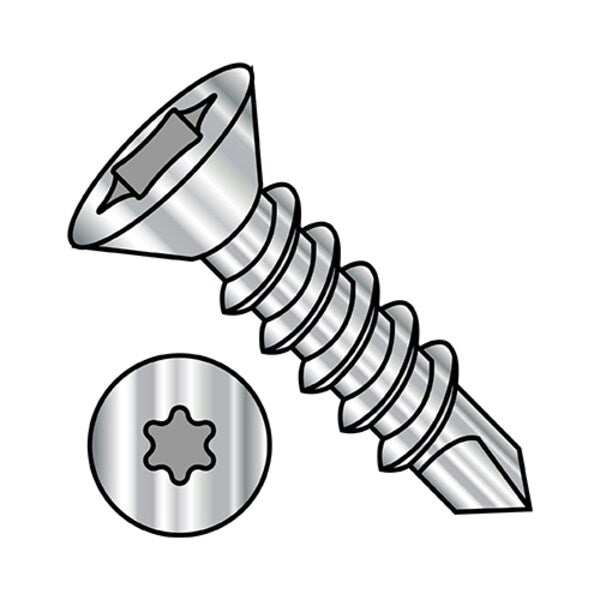 Self-Drilling Screw, #10-16 x 2-1/2 in, Plain 18-8 Stainless Steel Flat Head Torx Drive, 1500 PK