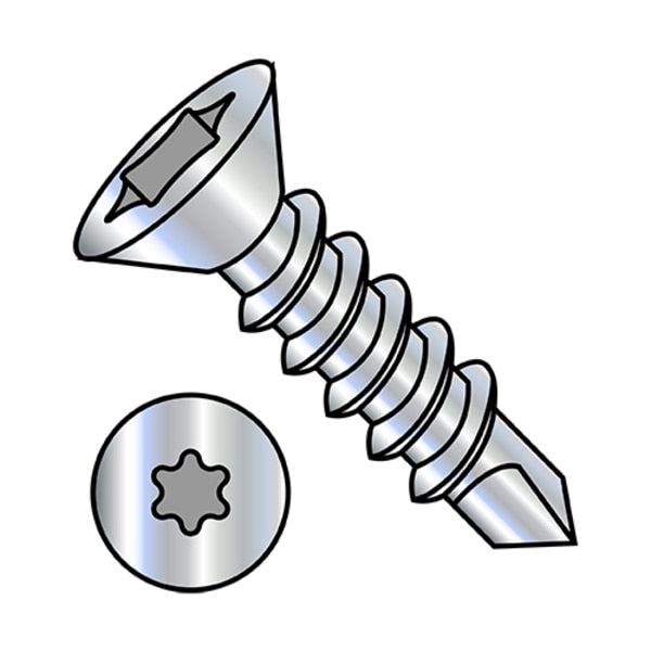Self-Drilling Screw, #8-18 x 1/2 in, Zinc Plated Steel Flat Head Torx Drive, 10000 PK