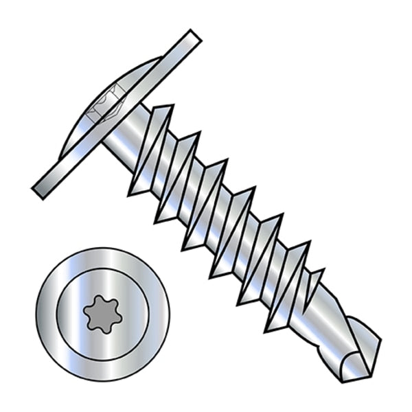Self-Drilling Screw, #8-18 x 3-1/2 in, Zinc Plated Steel Truss Head Torx Drive, 1000 PK
