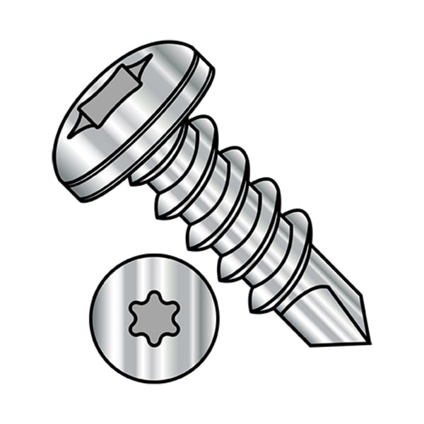 Self-Drilling Screw, #8-18 x 1 in, 18-8 Stainless Steel Drive Head Torx Drive, 2000 PK