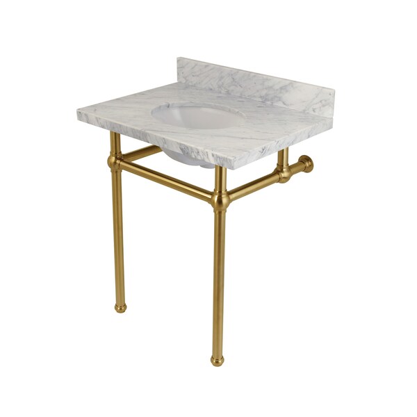 KVPB30MB7 30X22 Carrara Marble Vanity with Sink & Brass Feet Combo