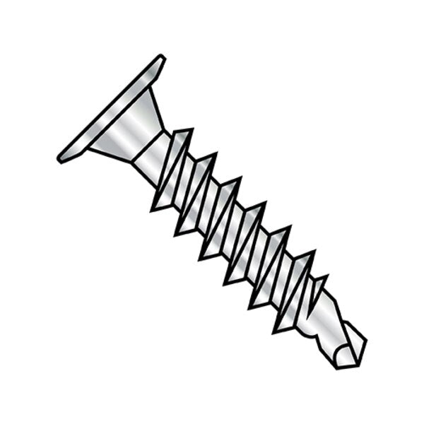 Self-Drilling Screw, #8-18 x 1/2 in, Plain 18-8 Stainless Steel Wafer Head Phillips Drive, 2500 PK