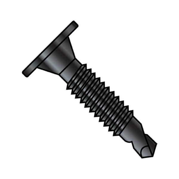 #10-24 x 1-1/2 in Phillips Wafer Machine Screw, Black Oxide Steel, 1000 PK