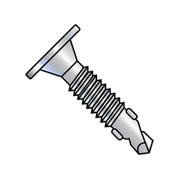 Self-Drilling Screw, #10-24 x 1-7/16 in, Zinc Plated Steel Wafer Head Phillips Drive, 3000 PK