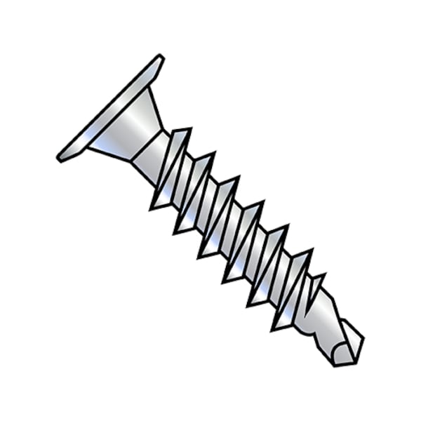 Self-Drilling Screw, #8-18 x 3/4 in, Zinc Plated Steel Wafer Head Phillips Drive, 5000 PK