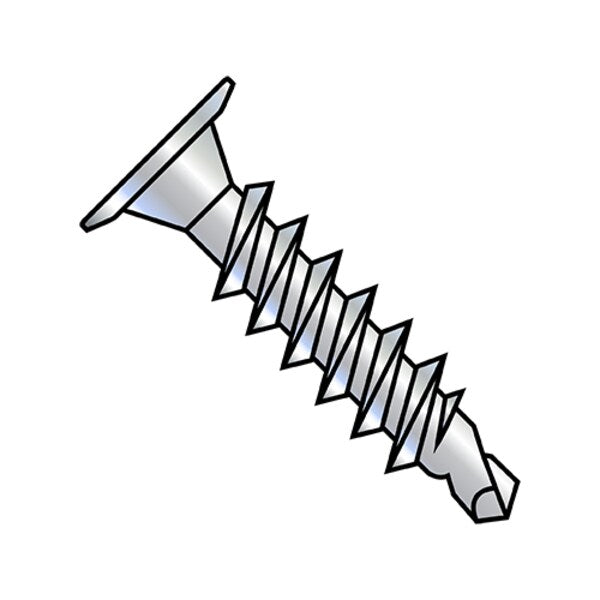 Self-Drilling Screw, #12-14 x 1-1/2 in, Zinc Plated Steel Wafer Head Phillips Drive, 3000 PK