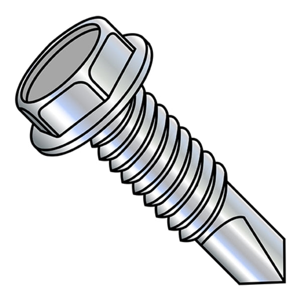 #10-24 x 1 in Hex Hex Machine Screw, Zinc Plated Steel, 5000 PK