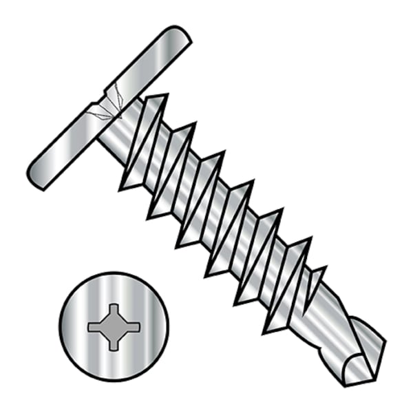 Self-Drilling Screw, #10-16 x 2 in, 18-8 Stainless Steel Drive Head Square Drive, 400 PK