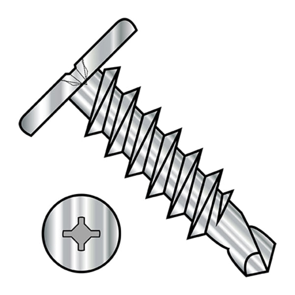 Self-Drilling Screw, #10-16 x 1-1/2 in, 18-8 Stainless Steel Pan Head Square Drive, 500 PK