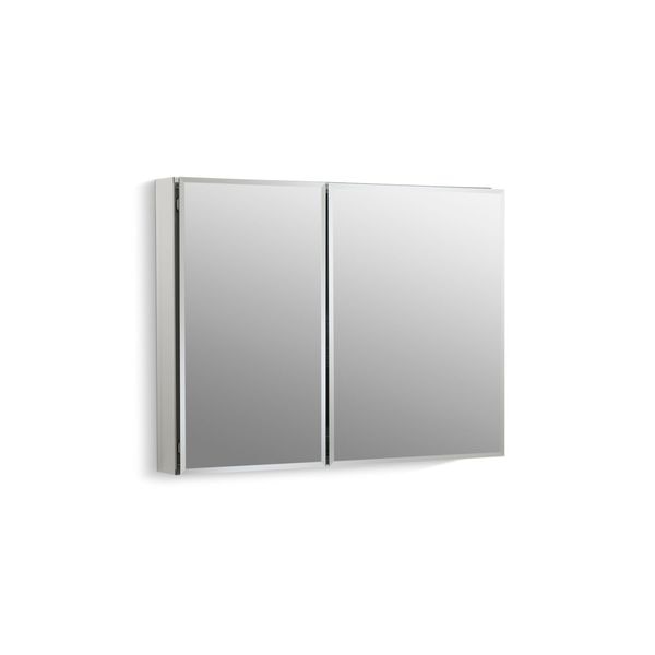 Aluminum Two-Door Medicine Cabinet With Mirrored Doors, Beveled Edges 35