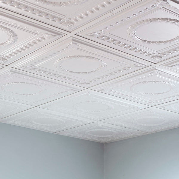 Rosette 2Ftx2Ft Lay In Ceiling Tile, PK 5, 5 PK