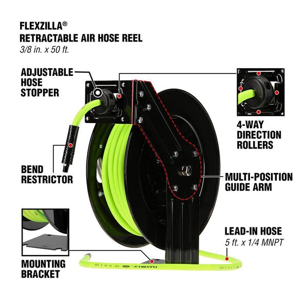 Retractable Air Hose Reel, 3/8