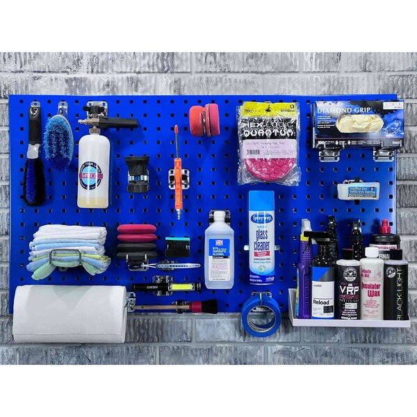 (2) 24 In. W x 42-1/2 In. H Blue Epoxy 18-Gauge Steel Square Hole Pegboards 63 pc. LocHook Assortment