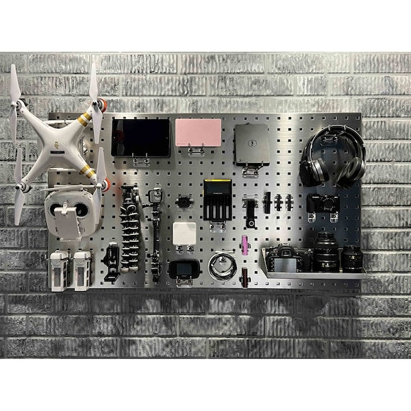 (2) 24 In. W x 42-1/2 In. H Stainless Steel 18-Gauge Square Hole Pegboards Mounting Hardware