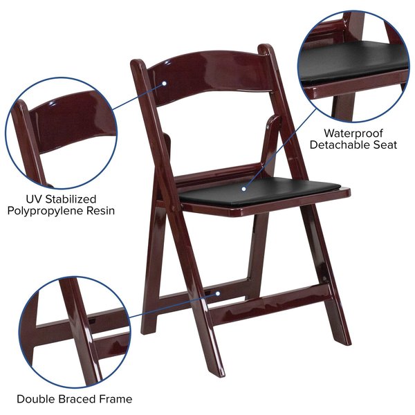 Resin Folding Chair, Mahogany