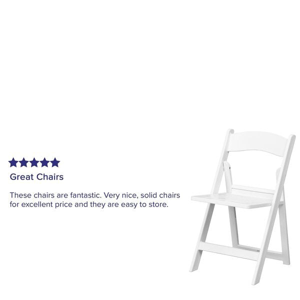 Resin Folding Chair w/Slatted Seat, Wht