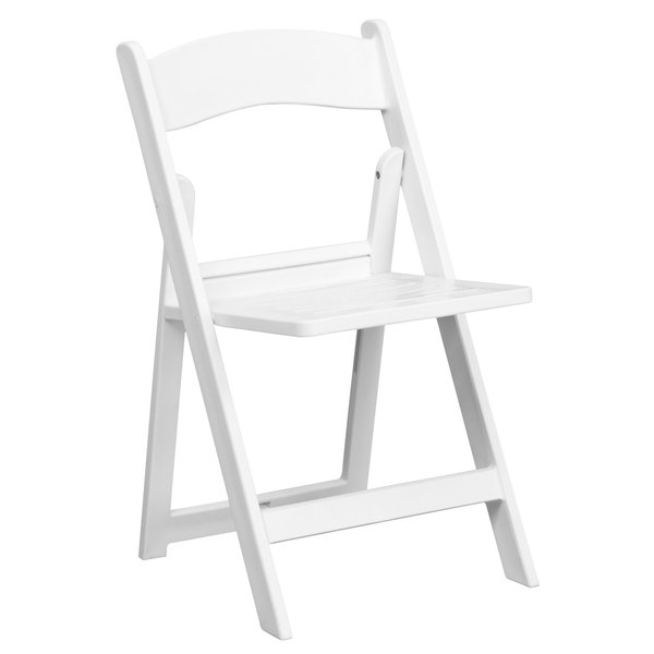 Resin Folding Chair w/Slatted Seat, Wht