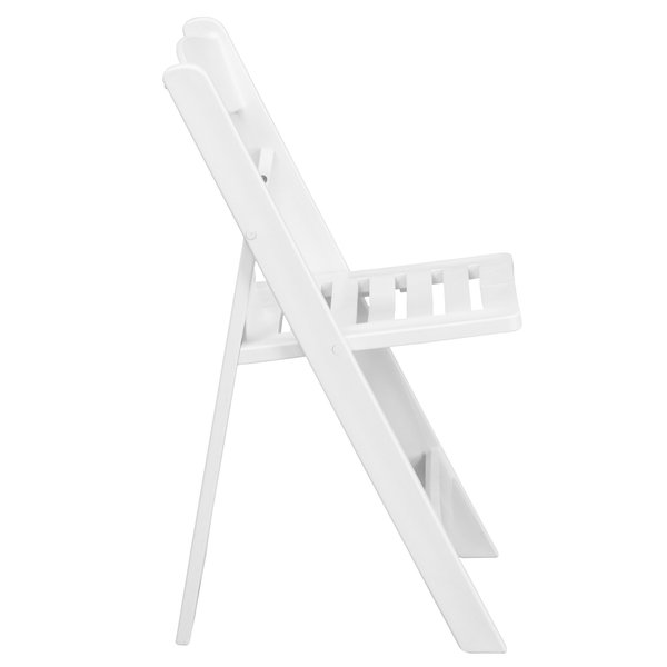 Resin Folding Chair w/Slatted Seat, Wht