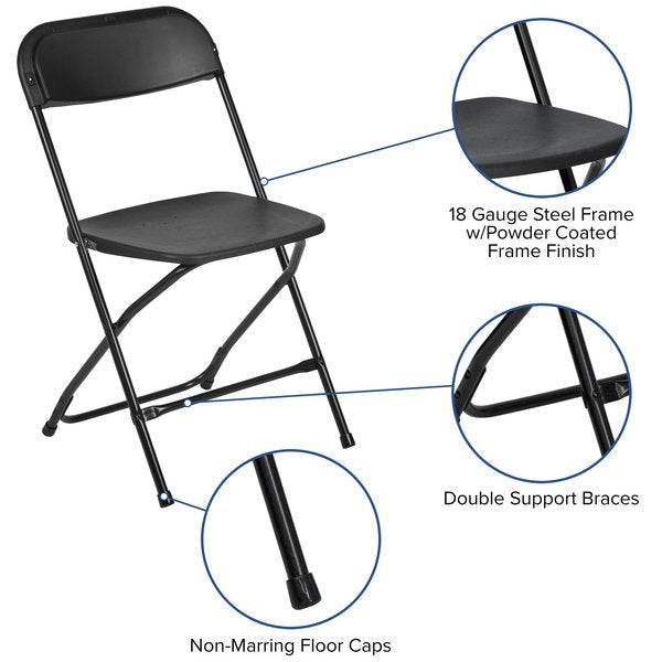 Folding Chair - Black Plastic - Event Chair