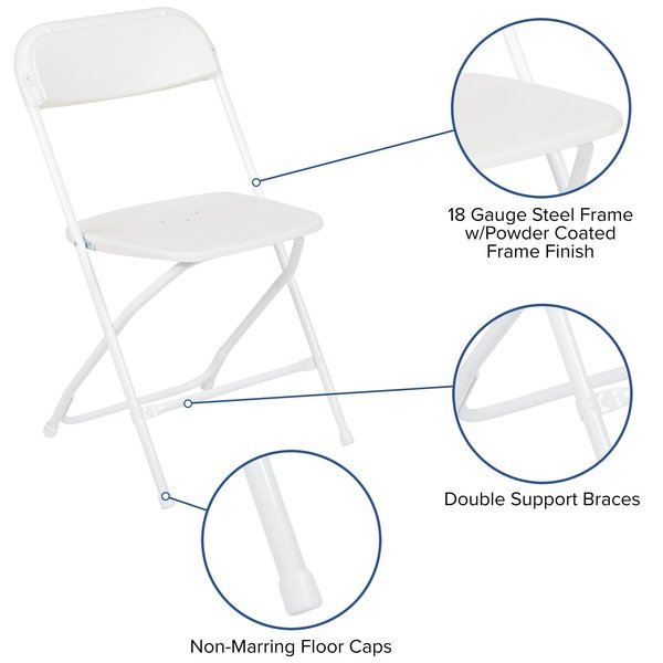 Folding Chair -White Plastic - Event Chair