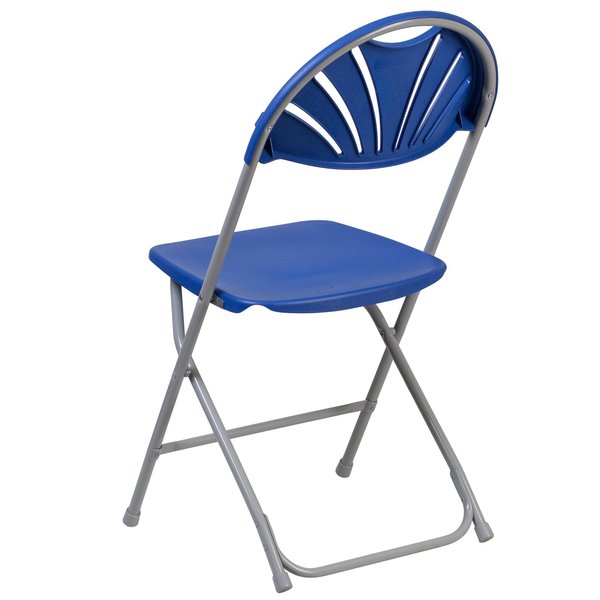 Folding Chair, Plastic, Fan Back, Blue