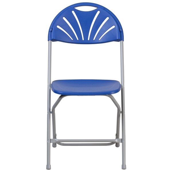 Folding Chair, Plastic, Fan Back, Blue