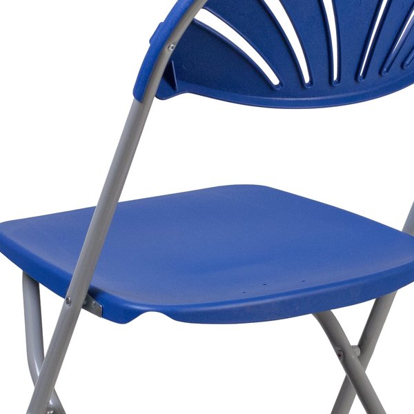 Folding Chair, Plastic, Fan Back, Blue