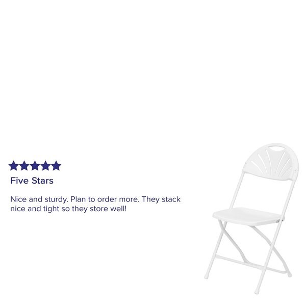 Folding Chair, Plastic, Fan Back, White
