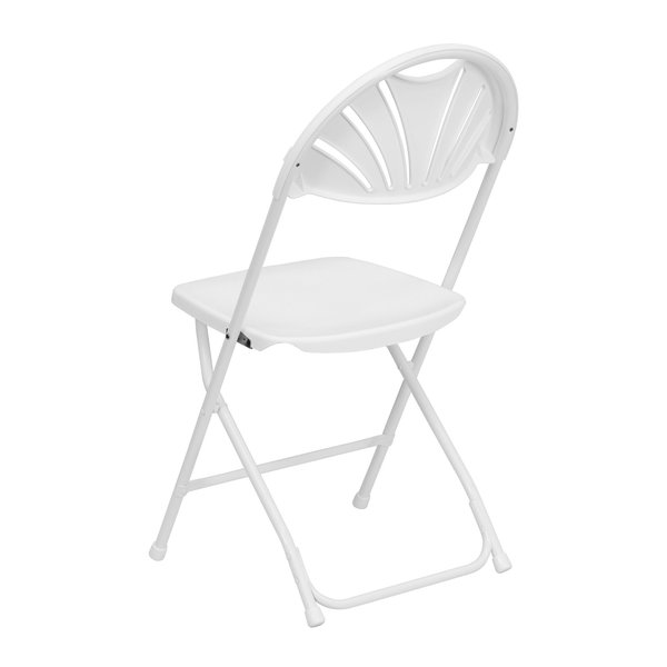 Folding Chair, Plastic, Fan Back, White