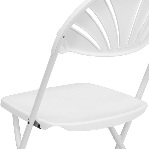 Folding Chair, Plastic, Fan Back, White