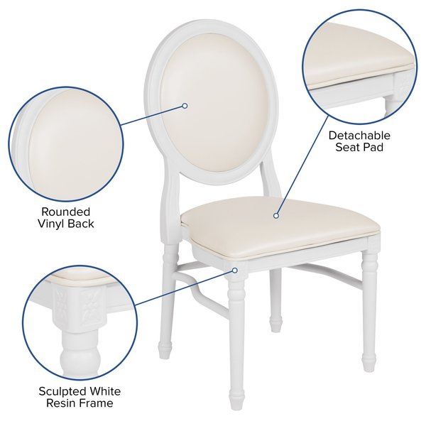 White Round Back Dining Chair