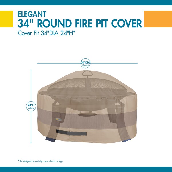 Elegant Swiss Coffee Patio Round Fire Pit Cover, 34