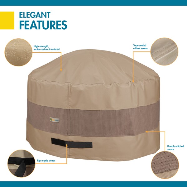 Elegant Swiss Coffee Patio Round Fire Pit Cover, 34