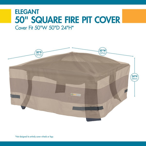 Elegant Swiss Coffee Patio Square Fire Pit Cover, 50