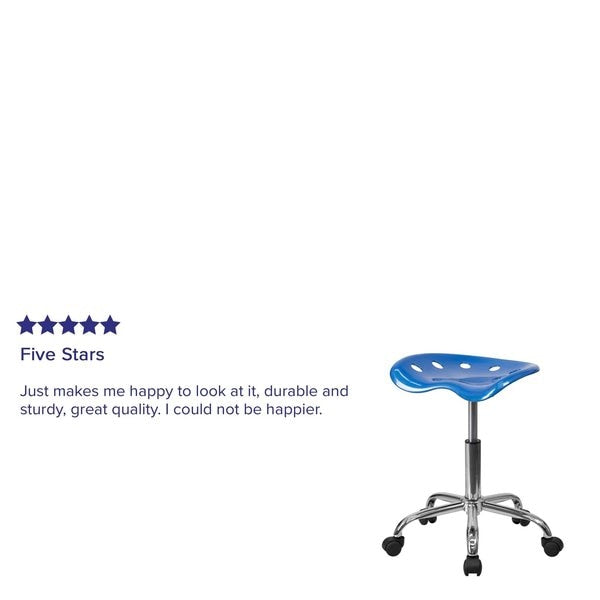 Tractor Seat w/Chrome Frame, Blue, Caster Type: Dual-Wheeled
