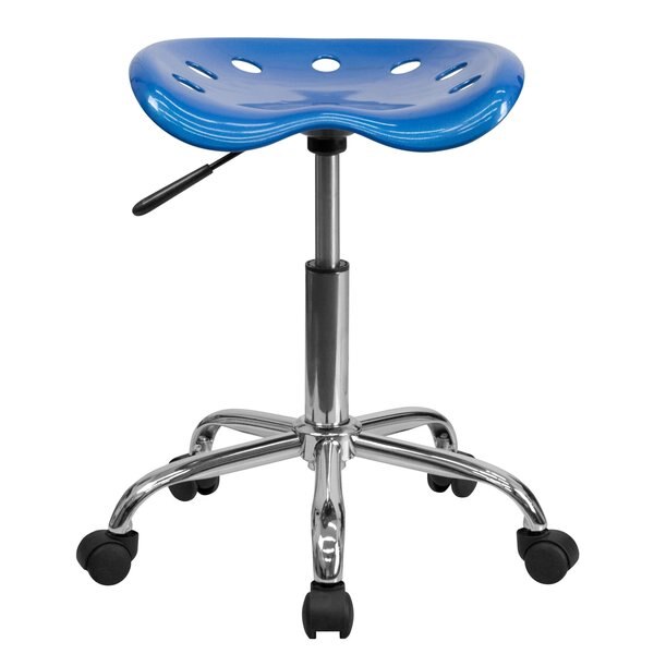 Tractor Seat w/Chrome Frame, Blue, Caster Type: Dual-Wheeled