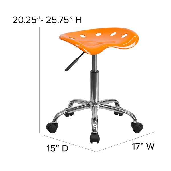 Tractor Seat and Chrome Stool, Orange