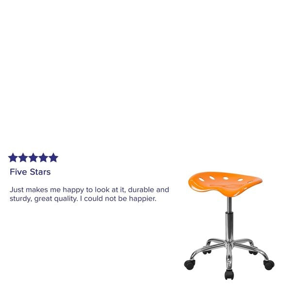 Tractor Seat and Chrome Stool, Orange