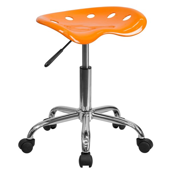 Tractor Seat and Chrome Stool, Orange