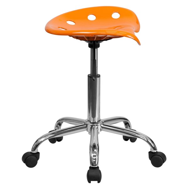 Tractor Seat and Chrome Stool, Orange