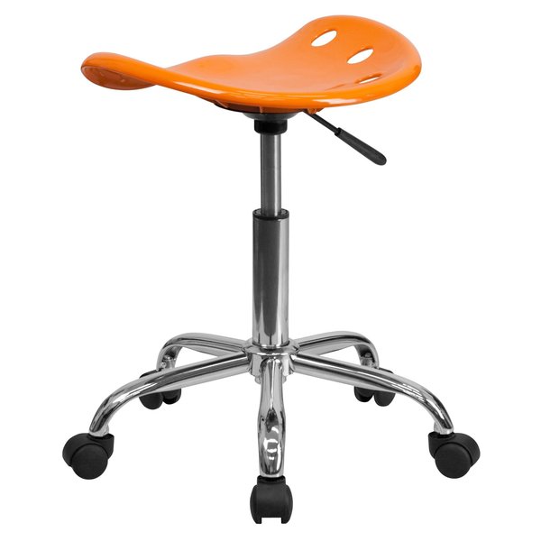 Tractor Seat and Chrome Stool, Orange