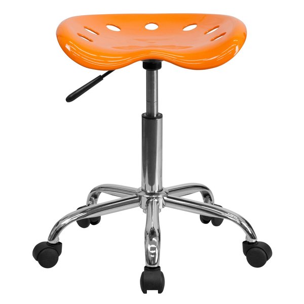Tractor Seat and Chrome Stool, Orange