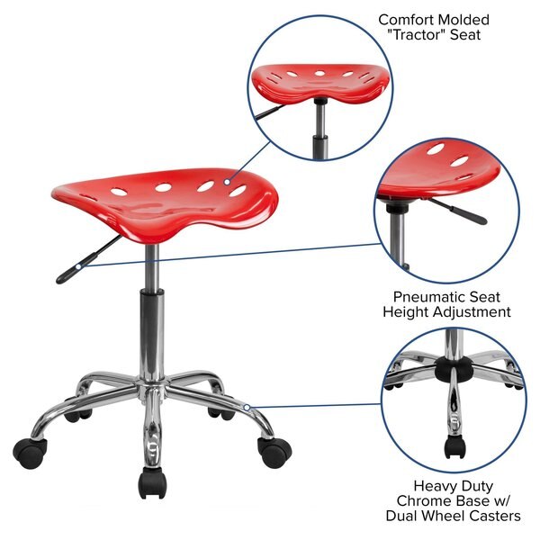 Tractor Seat w/Chrome Frame, Red