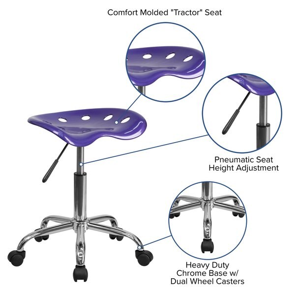 Tractor Seat And Chrome Stool, Violet